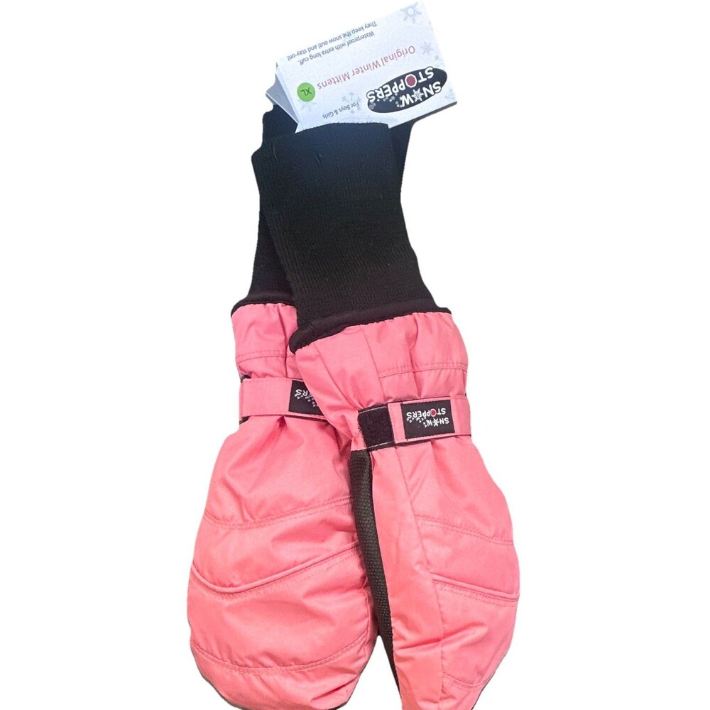 Snow Stoppers Kids XL Waterproof Winter Mittens Pink Black NWT Insulated